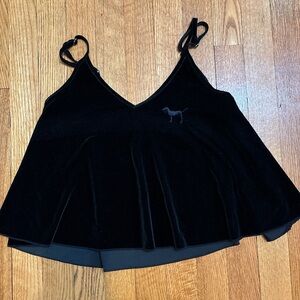 PINK Victoria's Secret Black Velvet Cropped Camisole